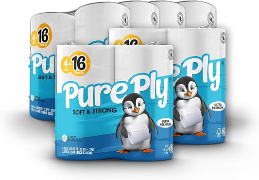 Ultra-Soft 2-Ply Toilet Paper, 300 Sheets, 24 Embossed Rolls, Septic-Safe