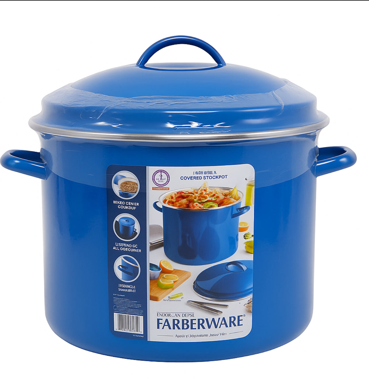 Farberware enamel on steel 16 quart covered stock pot color blue ￼