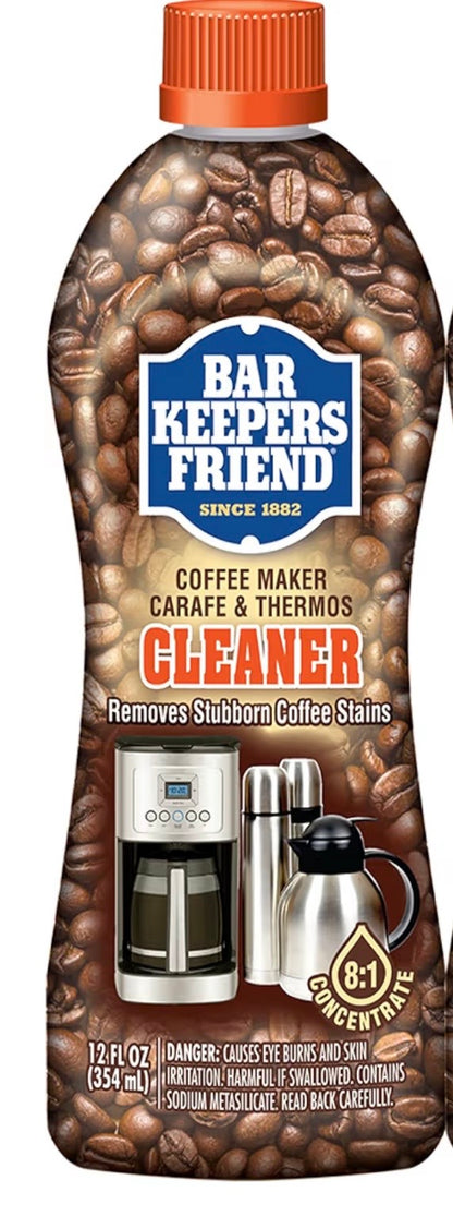 Bar Keepers Friend Coffee Maker Cleaner (1. 12 oz) Removes Stains & Oily Residue from Espresso Machines, Carafes, Thermos, Drip Coffee Pots, Single-Cup Coffee Makers & More
