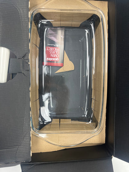 Italian design glass casserole with lid spoon set