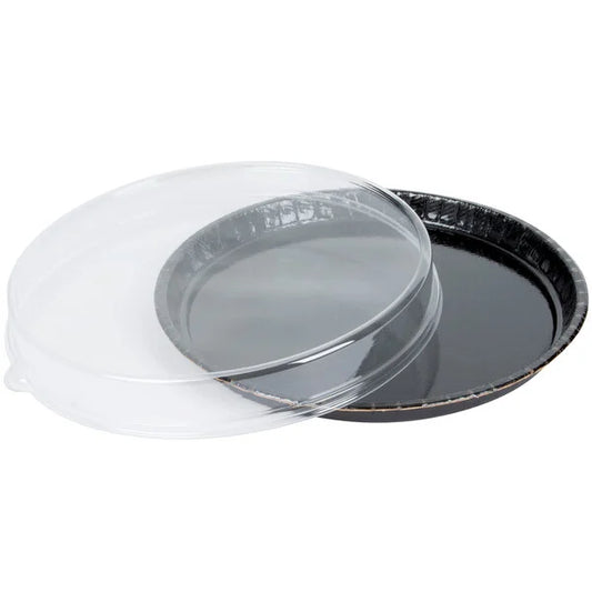 Solut 68155-CP 13" Bake and Show Black Oven Safe Takeout Cookie Tray / Pizza Tray with Lid