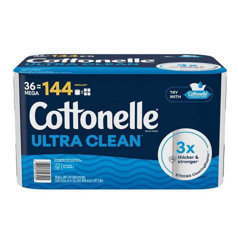 Cottonelle Ultra Clean Strong Toilet Paper - 36 Mega Rolls