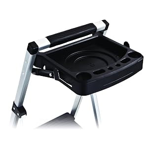 Rubbermaid 3-Step Ladder, Aluminum Lightweight Folding Step Stool with Project Tray, Silver, Tested to US Safety Standards, No Assembly Required