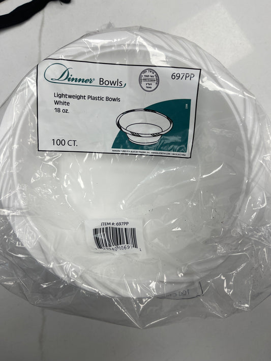 18oz Plastic White Bowls