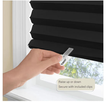 Darkening Temporary Pleated Vinyl Window Shades - 48 Inch Width, 75 Inch Length - Black - 1-2-3 Peel N' Stick - Light Filtering Pull Down Blinds for Windows by Achim Home Décor Vinyl shade black
