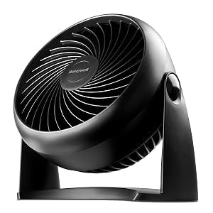 Honeywell TurboForce Air Circulator, Small Tabletop Fan, Quiet Personal Fan for Home or Office, 3 Speeds, 90 Degree Pivoting Head, Black, HT900