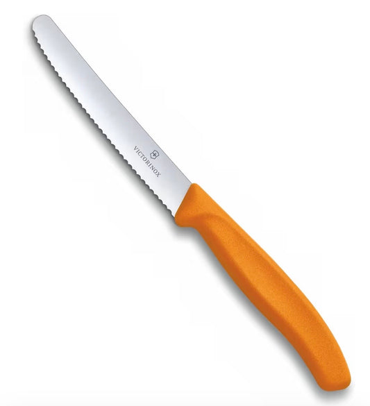 Victorinox VIC-6.7836.L119 Swiss Classic Utility - Colored 4½" Serrated Round Blade ¾" width at handle Orange, Multicolor
