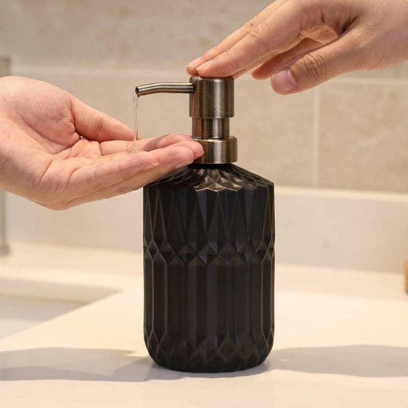 Facet Glass Soap Dispenser: Grey