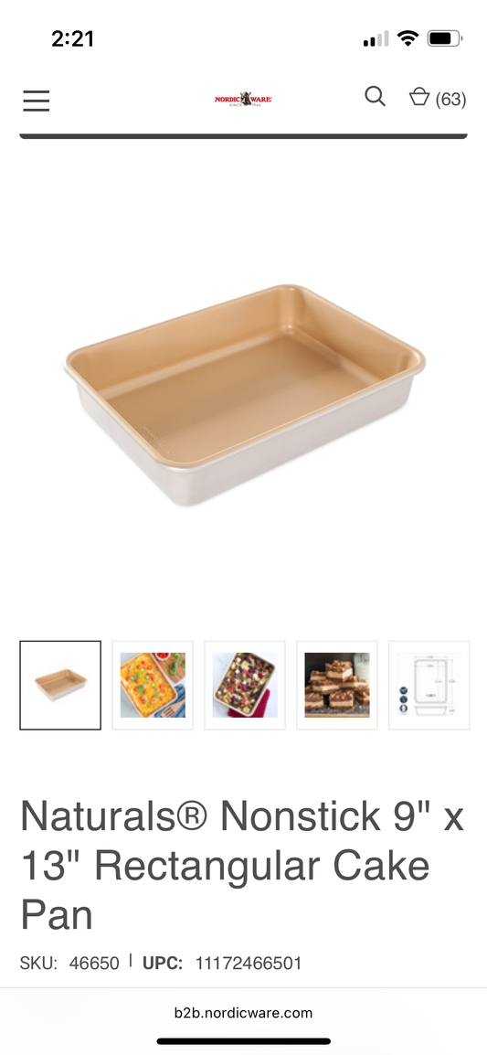 Baking pan rectangular nonstick