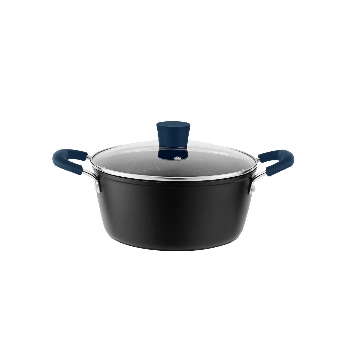 Millvado - Rainbow, Non Stick Pot with Glass Lid, Soft Grip Handle, Blue, 4.5 qt