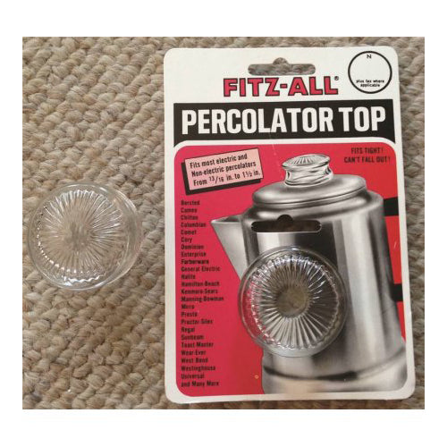 FITZ-ALL COFFEE PERCOLATOR REPLACEMENT TOP, GLASS, 13/16-INCH TO 1-1/2-INCH