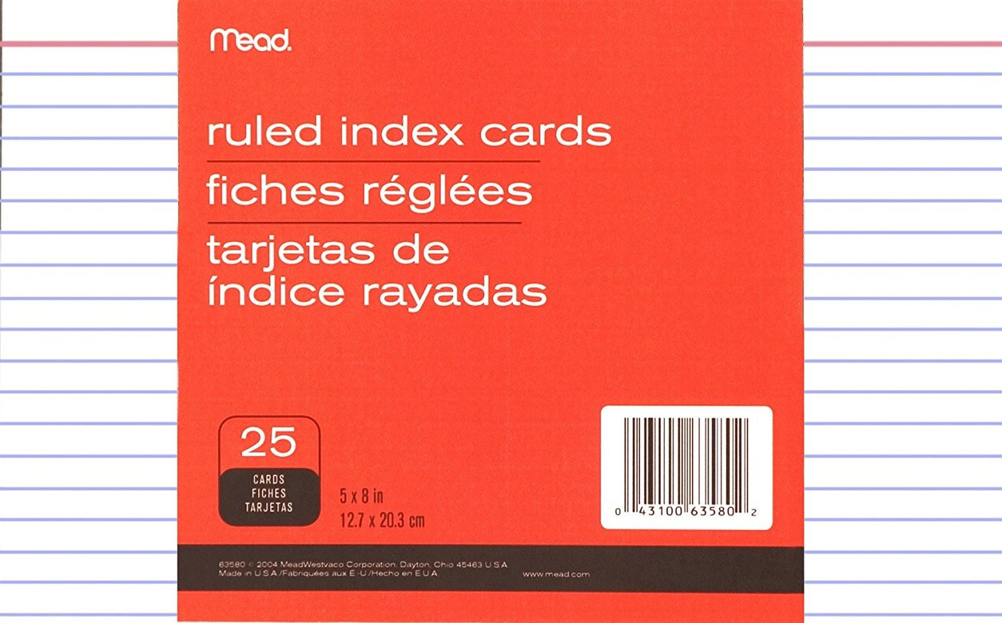 Ruled Index Cards 5"X8"