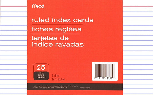 Ruled Index Cards 5"X8"