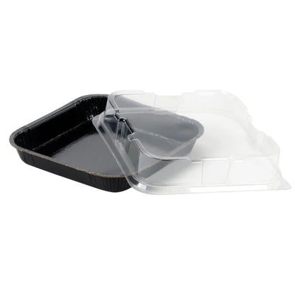 Solut 8" x 8" Bake and Show Black Square Oven Safe Heavy Duty Corrugated Paperboard Brownie / Cake Pan with Lid - 10/Pack