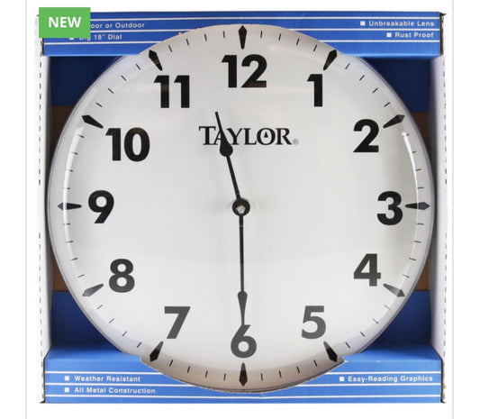 WALL CLOCK- 18″ JUMBO CLOCK- BOLD NUMBERS INDOOR/OUTDOOR BIG