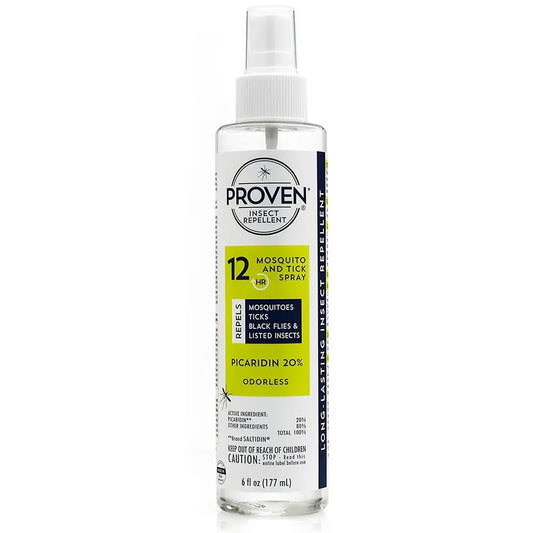Proven Insect Repellent Spray, Keep Mosquitoes, Ticks and Flies Off, DEET Alternative Repellent, Up to 12-Hour Protection, Great for Camping or Hiking, 6 oz, Odorless Spray,