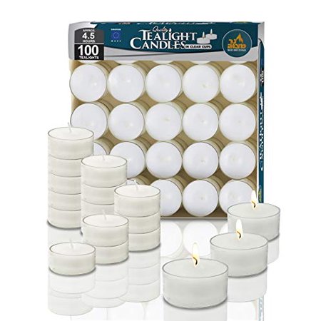 Tea light candles, clear bottom, 4.5 hours 100pc