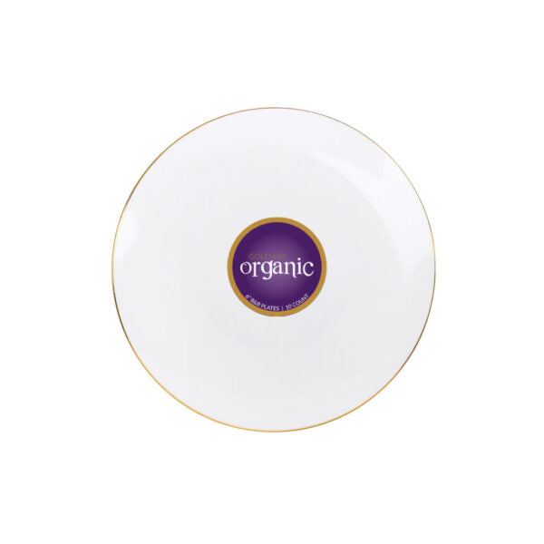 Organic 6″ White/Gold Rim Plates