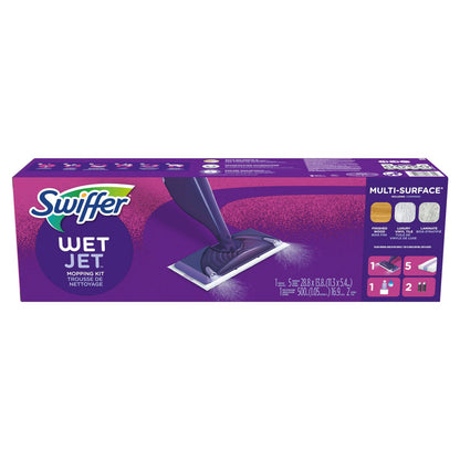 Swiffer WetJet Floor Mop Starter Kit (1 Spray Mop, 5 Mopping Pads, 1 Floor Cleaner Liquid Solution)