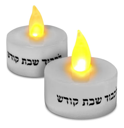 Ner Mitzvah LED Shabbat Candles - Battery Operated Flameless Tealight Candles with Automatic Timer