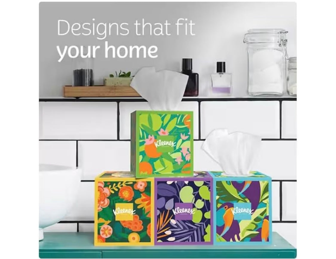 Kleenex Ultra Soft 3-Ply Facial Tissues, 12 Cube Boxes (85 tissues/box, 12 boxes)