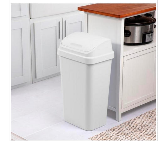 Trash can kitchen WASTE/COV-52qt-SWING TOP- WHITE
