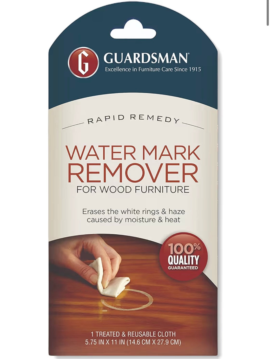 Guardsman Reusable Water Mark Remover Cloth | Wood Cleaner for White Rings & Haze Caused By Moisture and Heat, 1 Count