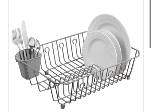 Kitchen details dish rack with cutlery holder 17 x 13 x 5 color gray