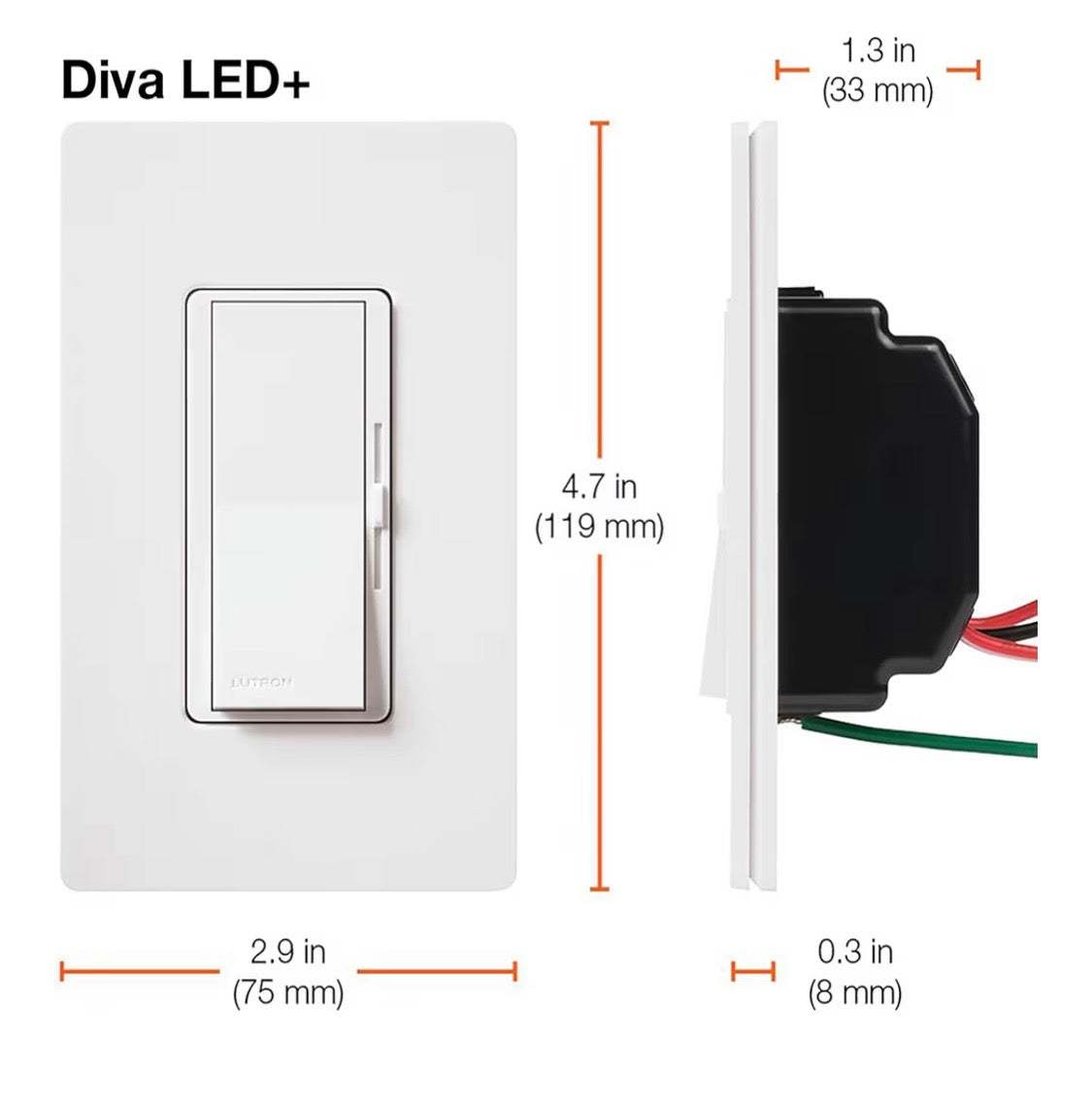 Lutron Diva LED+ Dimmer Light Switch for Dimmable LED, Halogen, and Incandescent Bulbs, 150 Watt, Single-Pole or 3-Way, DVCL-153P-AL, Almond