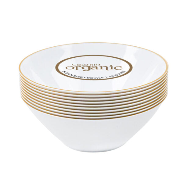Organic Square Plates White/Gold Rim 6″