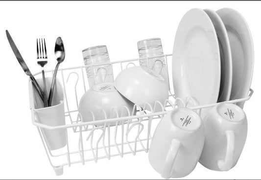 Kitchen details dish rack with cutlery holder 17 x 13 x 5 white