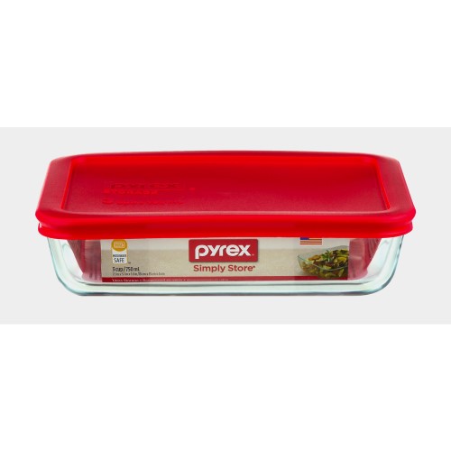 Pyrex 3 cup simple storage red cover
