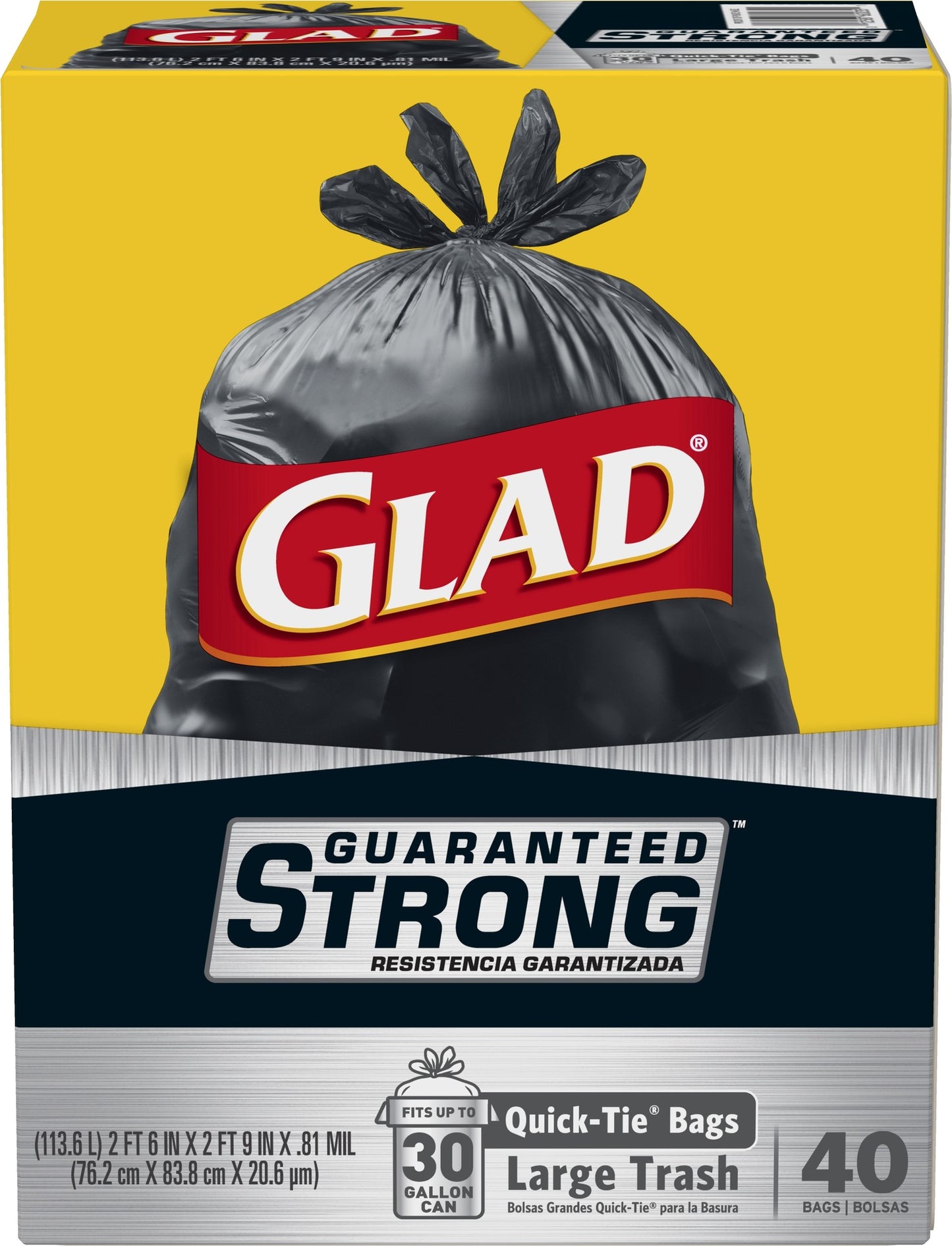 Glad Trash 30 gallons 40 count