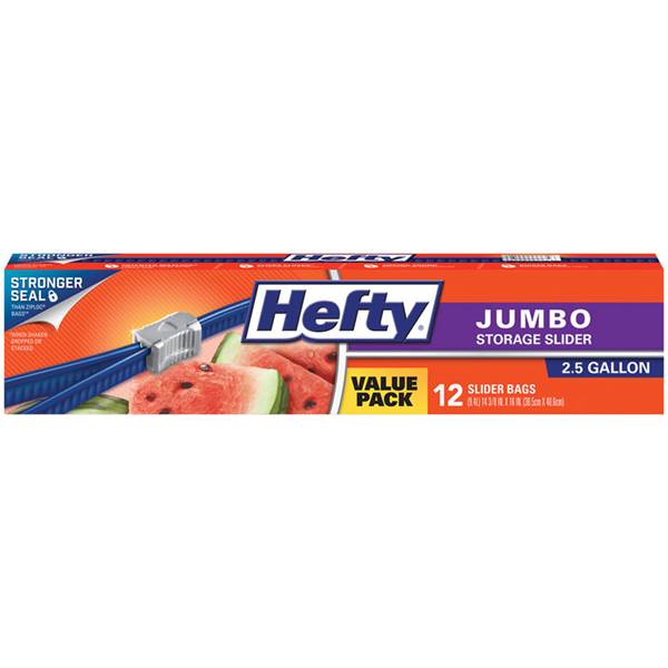 Hefty Storage slider Bags 2.5 Gallon 12pk