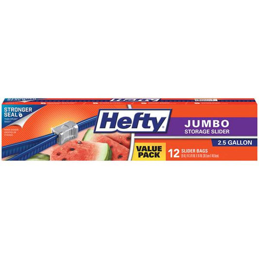 Hefty Storage slider Bags 2.5 Gallon 12pk