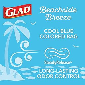 Glad OdorShield Small Drawstring Trash Bags - Febreze Beachside Breeze - 4 Gallon - 34 Count