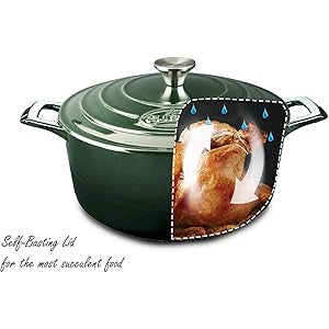 La Cuisine 5 Qt Enameled Cast Iron Covered Round Dutch Oven, Black