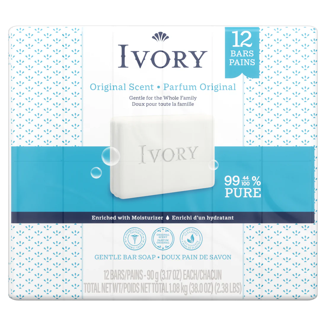 Ivory Gentle Bar Soap Original Scent 3.17oz - 12ct