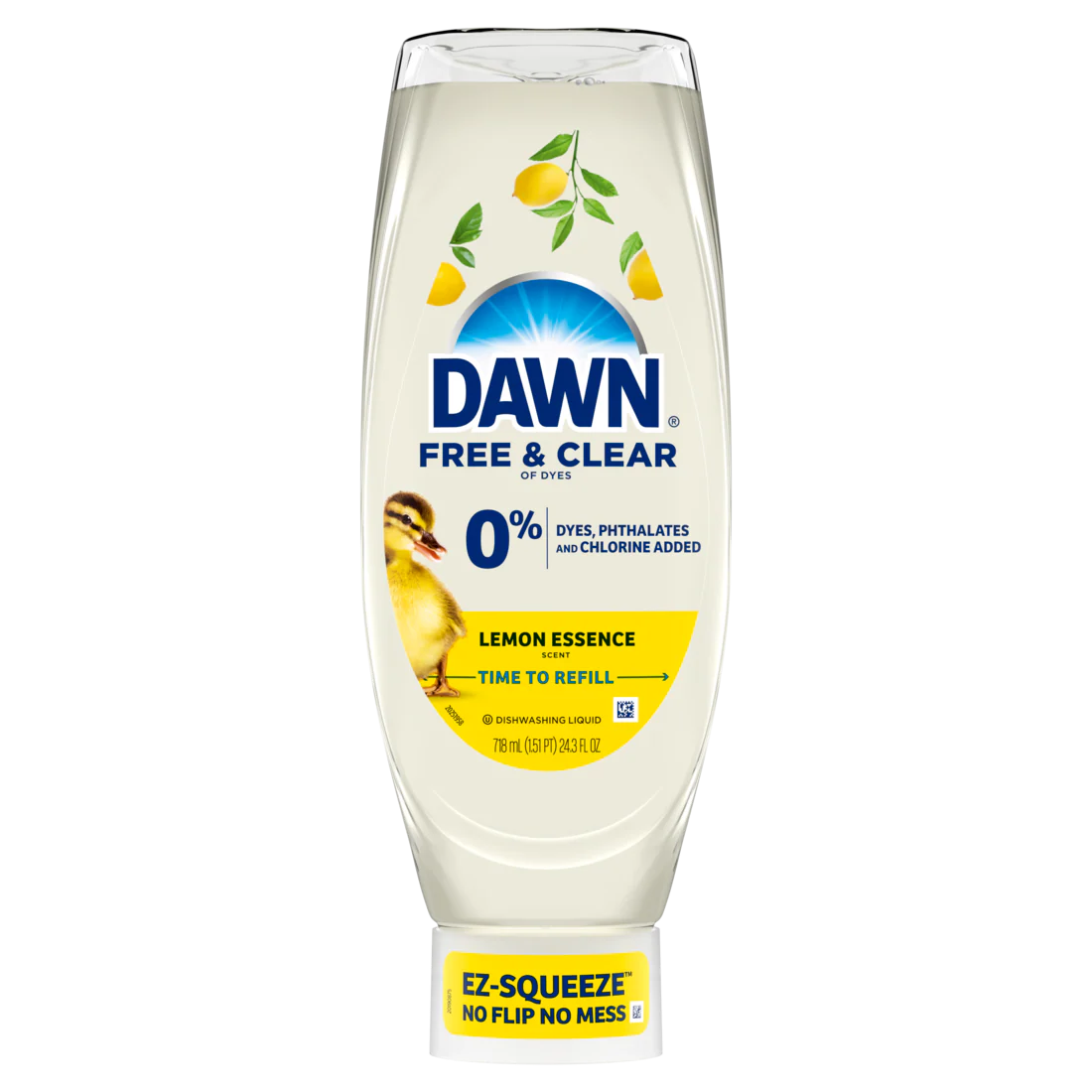 Dawn Free & Clear EZ-Squeeze Dish Soap Liquid, Dishwashing Liquid Grease Removal Lemon - 24.3oz