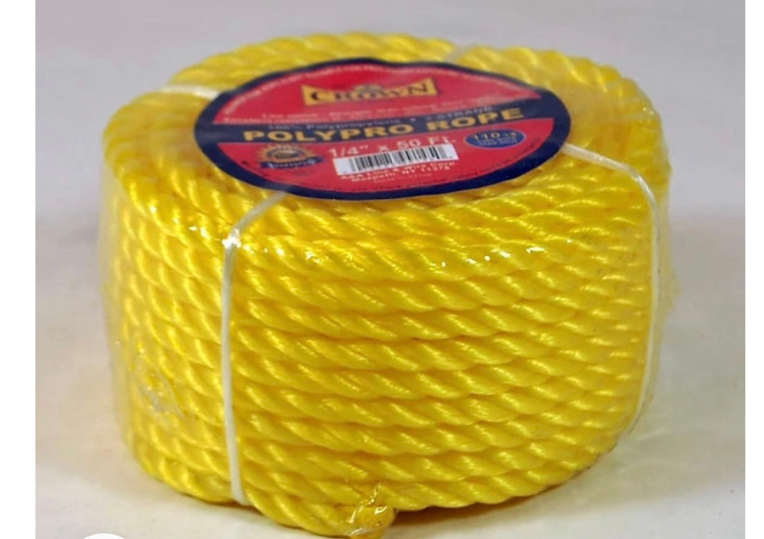 1/4” X 100ft Yellow Poly Rope