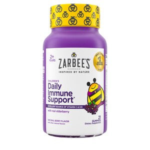 Zarbee's Naturals Children's Elderberry Immune Support, Vitamin C & Zinc, Berry, 21 Gummies