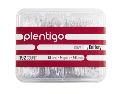 Cutlery Sectional Tray Clear 64 Forks, 64 Teaspoons, & 64 Knives (192 Count)