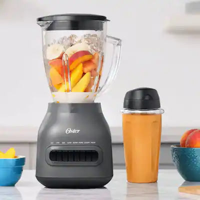 Oster - 8-Speed Glass Jar Blender with 20oz Blend-n-Go Cup - Black