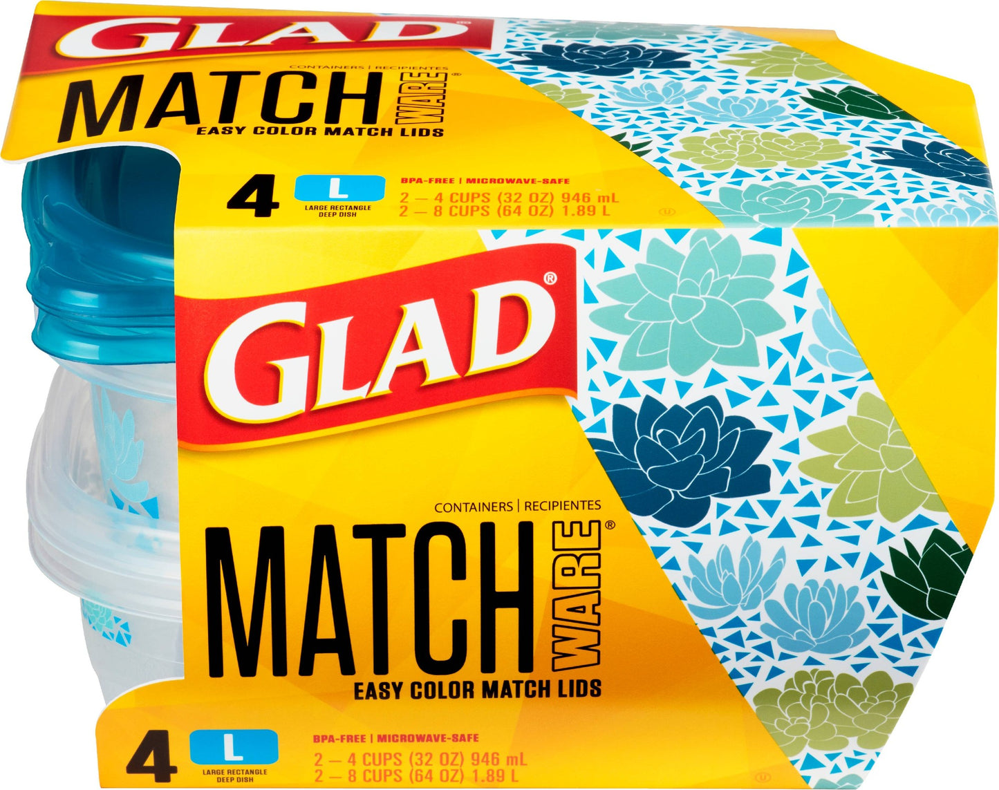Glad 4 Match Ware Rect 32/64oz