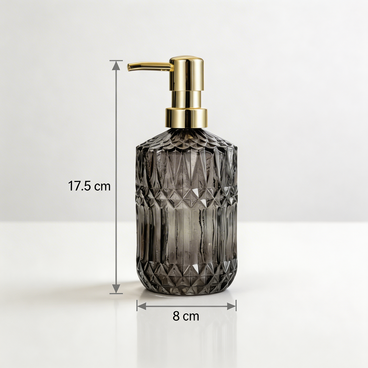 Facet Glass Soap Dispenser: Grey