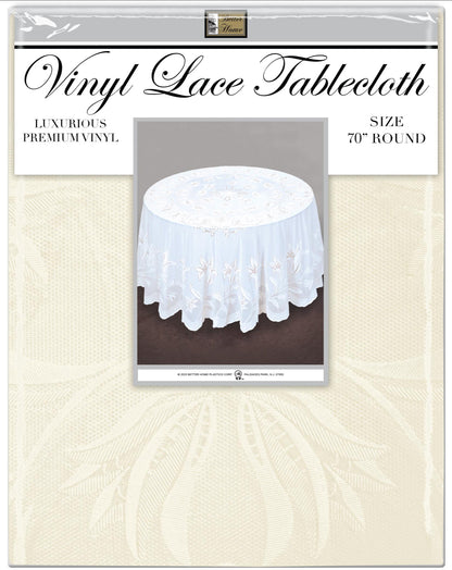 Better home vinyl lace tablecloth 70”inch round ￼