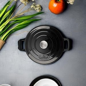La Cuisine 5 Qt Enameled Cast Iron Covered Round Dutch Oven, Black