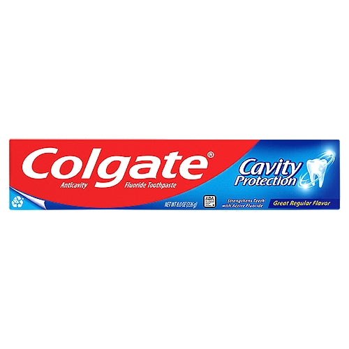 COLGATE CAVITY PROTECTION GREAT REGULAR FLAVOR ANTICAVITY FLUORIDE TOOTHPASTE, 8.0 OZ