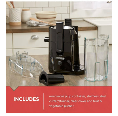 BLACK+DECKER 400-Watt Fruit and Vegetable Juice Extractor, Black