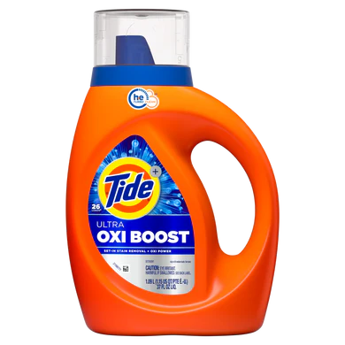 Tide Ultra Oxi Boost Liquid Laundry Detergent 26 Loads Advanced Stain Remover Laundry Detergent Liquid with Extra Oxi Power - 37oz
